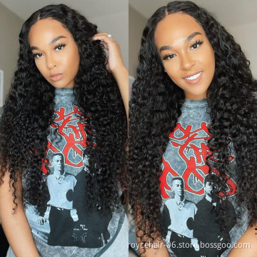 Top Quality 4x4 Lace Closure Wigs Full Virgin Cambodian Curly Remy Human Hair Extensions Deep Wave Transparent Lace Front Wig